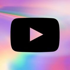 a colorful background with a black play button