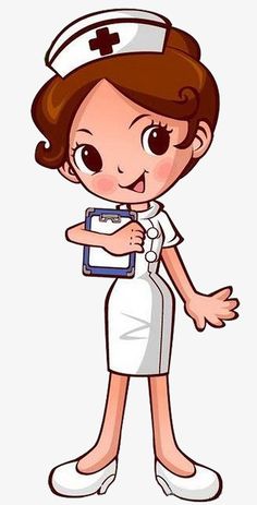 a cartoon nurse is standing with her arms crossed