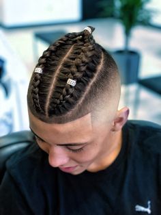 3 Braids Hairstyle Men, Latino Braids, Viking Braids Men, 2 Braids Men, Tan Skin Blonde Hair