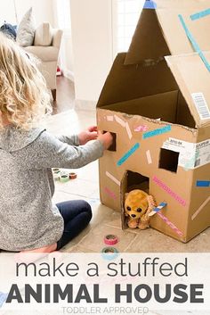 Animals House Preschool, House For Kids, Animal Day, Art Activities For Toddlers, Cardboard House, Animal Activities, Toddler Play, Toddler Art, Vintage Paper Dolls