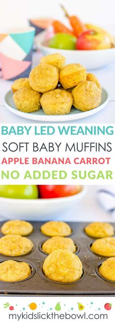 baby led weaning soft baby muffins in an apple banana carrot no added sugar