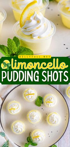 These Limoncello Pudding Shots have a light, mousse-like texture and are slightly boozy with a wonderful, refreshing lemon flavor. Just 4 ingredients needed! Easy Lemon Pudding, Summer Pudding, Bread Booze Bacon, Pudding Flavors