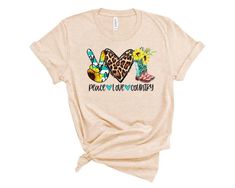 #ad Premium Sunflower Peace Love Country Leopard T-Shirt Farm Cowgirl Cowboy Boot Shirt, Fashion womens top Love Country, Farm Clothes, Cowgirl Cowboy, Cowboy Boot, Dtg Printing, Heather Black, Peace Love, Peace And Love