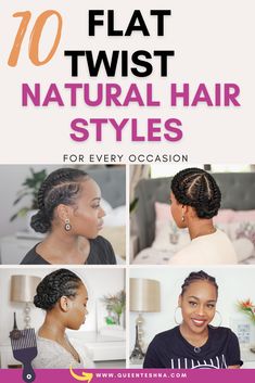 10 Easy Flat Twist Styles For Natural Hair Hairstyle Professional, Braids Bangs, Natural Hair Flat Twist, Twist Natural Hair, Flat Twist Styles, Twist Hairstyle, Flat Twist Hairstyles, Flat Twists, Flat Twist Updo