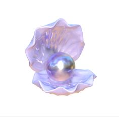 a purple glass object sitting on top of a white surface with a pearl in the center