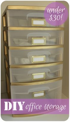 an office storage drawer with the words under $ 30 diy office storage on it