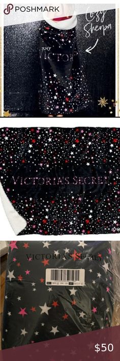 Victoria’s Secret Black with Pink and red stars Sherpa blanket throw 50x60 New Red Stars, Blanket Throw, Red Star, Pink And Red, Sherpa Blanket, Blankets & Throws