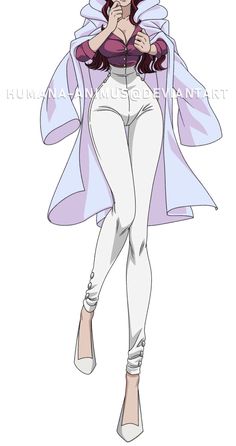 an anime character in white and purple clothes