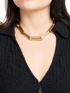 This link chain necklace from Lauren Rubinski provides a heavy chain look without weighing you down! Made with 14K gold, the links are hollowed out for easy every day wear. Handcrafted in 14K yellow gold. Chain measures 15-in long.