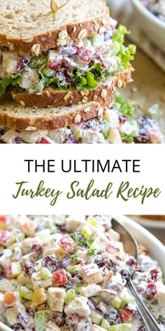 the ultimate turkey salad recipe is loaded with chicken, lettuce and cranberries