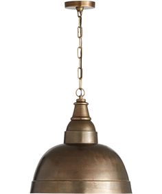 an antique brass pendant light with chain hanging from the ceiling