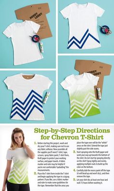 the instructions for how to make chevron t - shirts are shown in this article