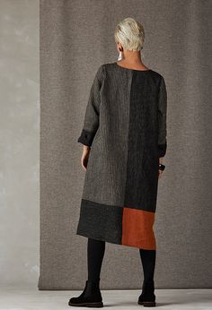 Terry Macey, Somerset Studio, Popular Dress, Timeless Clothing, Patchwork Clothes, Orange Square, Earth 2, Autumn Winter Collection, Handmade Clothing