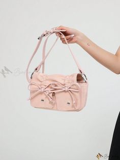 Bird in Bag - Women's Pearl-Finish Pleated Shoulder Bag Korean Purse, Adjustable Bag, Baguette Bag, Cute Purses, Bird In Bag, Bag Bag, Pink Bag, Chain Strap, Bags Women