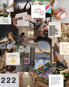 a collage of photos with words and pictures on them, including the number 22