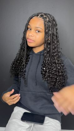 Kids & Adults Braids 🫶🏾✨ | Text (813)734-4763 To Book “MEDIUM BOHO KNOTLESS” 🤎 • • • • • #mediumbraids #mediumbohoknotlessbraids #kidsknotless #kidsknotlessbraids... | Instagram Cute Braided Hairstyles Knotless, Braiding Inspo Hairstyles, Large Knotless Braids Short, Braid Ideas For Curly Hair, Curly Braids For Kids, Braided Hairstyles Down