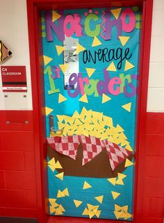 a door decorated with an image of a paper boat