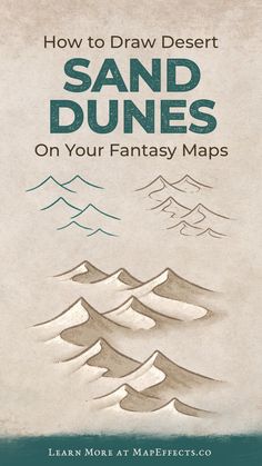 Drawing tutorial on how to draw desert sand dunes on your fantasy maps for rpg or books Fantasy Map Maker, Fantasy World Map, Map Maker, Fantasy Maps, Drawn Map, Book Writing Inspiration, D D Maps