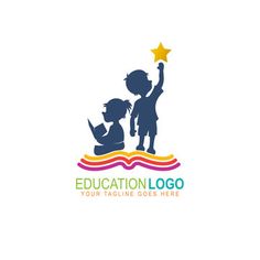 the logo for children's education with two kids holding up a star and reading