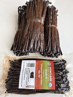 chocolate sticks are wrapped in plastic on a table