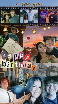 a collage of photos with the words happy birthday written on them and pictures of people