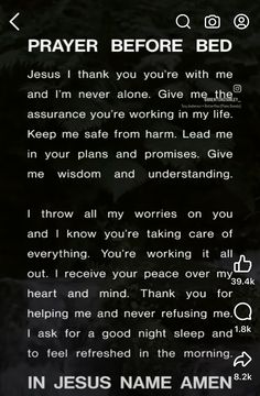 the prayer for jesus before bed is displayed on an iphone screen with text above it