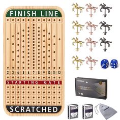 a wooden board game with matching pieces and instructions