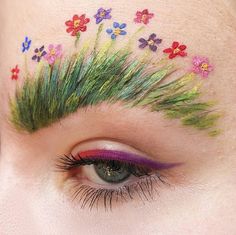 Garden Makeup Aesthetic 🌺🌿 Female Eyebrows, Extreme Make-up, Fantasy Make-up, Mekap Mata, Flower Makeup, Eyebrow Threading, Avant Garde Makeup, Eyebrow Tinting