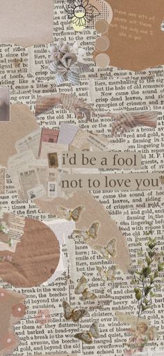 altered collage with words and pictures on it's paper textured overlays