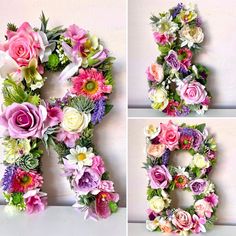 the letter b is made up of flowers and greenery to spell it's name