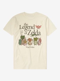 the legend of zelda t - shirt in white with an image of four different characters