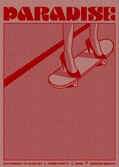 a poster with a person riding a skateboard in the middle of it's frame