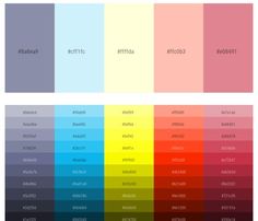 the color scheme for different colors