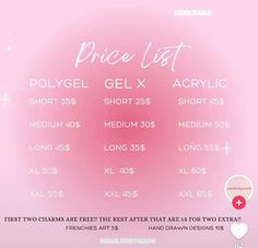 Gel Nail Price List, Gel X Nail Price List, Unique Nail Tech Names, Gel X Price List, Nail Price List Ideas Beginner, Nail Pricing List, Starting A Nail Business At Home, Nail Tech Bio Ideas Insta