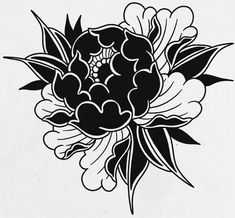 a black and white drawing of a flower