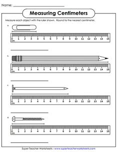 measurement worksheet for students with numbers and measurements on the scale, including pencils