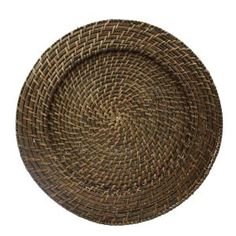 a round wicker tray on a white background