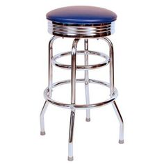 a stool with a yellow seat and chrome frame