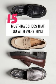 Find out all Women’s must have shoes that go with everything: From loafers, to ballet flats, ankle boots to pumps, learn the best 15 shoes to match everything in your closet at shoe-tease.com 15 Shoes, Jeans Style, Ballet Flats, Must Haves, Ankle Boots, Loafers, Ballet, Pumps, Women Shoes