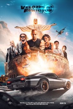 the movie poster for fast and furious starring actors, including an image of jesus on top of a car