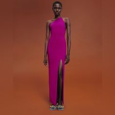 The Petch Maxi Dress In Purple The Petch Is A Body Conscious Asymmetric One Shoulder Style With Signature Thigh Split. Solace London 50th Bday, Solace London, Body Conscious, Dresses One Shoulder, London Dresses, Red Carpet Looks, Wearing Clothes, Fashion House, Lolita Dress