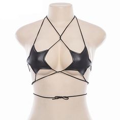 One size fits all Material: Cotton, Polyester Star Bra, Neck Bandage, Strappy Bra, Bralette Crop Top, Bralette Tops, Bustiers, Black Star, Women Leather, Character Outfits