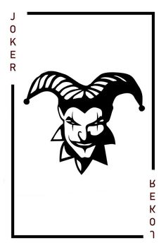 the joker playing card is shown in black and white