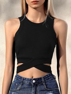 I love my hair ♥ Crop Top Styles, Trendy Fashion Tops, Black Cross, Crop Top Outfits, Cropped Tops, Black Crop Tops, Sleeveless Tank Top, Sleeveless Tank, Fashion Tops