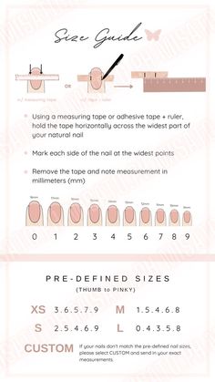 Nail Chart Size, How To Measure Nail Size For Press On Nails, Measure Nails For Press Ons, How To Measure Press On Nails Size, How To Measure For Press On Nails