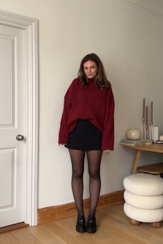 The A&F Scarlett Mini Skort curated on LTK Black Mini Skirt Tights Outfit, Skort Black Outfit, How To Style Black Tights, Skirt Winter Outfit Tights, Black Skirt And Tights Outfit, Skorts Skirts Outfit, Thesis Outfit, Black Skirt And Tights, Skirt Tights Outfit