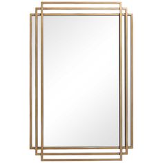 three gold framed mirrors on a white background, each with a square mirror in the middle