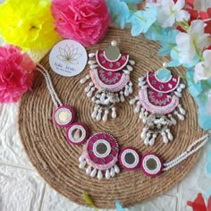 Cotton Earrings, Fabric Painting Jwellery, Diy Fabric Jewellery, Cotton Jewelry, Handmade Jewlery, Handmade Clay Jewelry, Jewelry Mirror, Hand Embroidery Videos