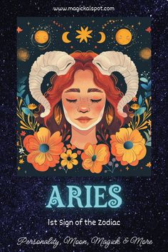 the zodiac sign aris is depicted in this poster