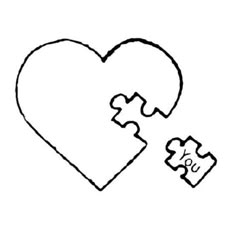 a heart shaped puzzle piece with the word i love you on it and two pieces missing